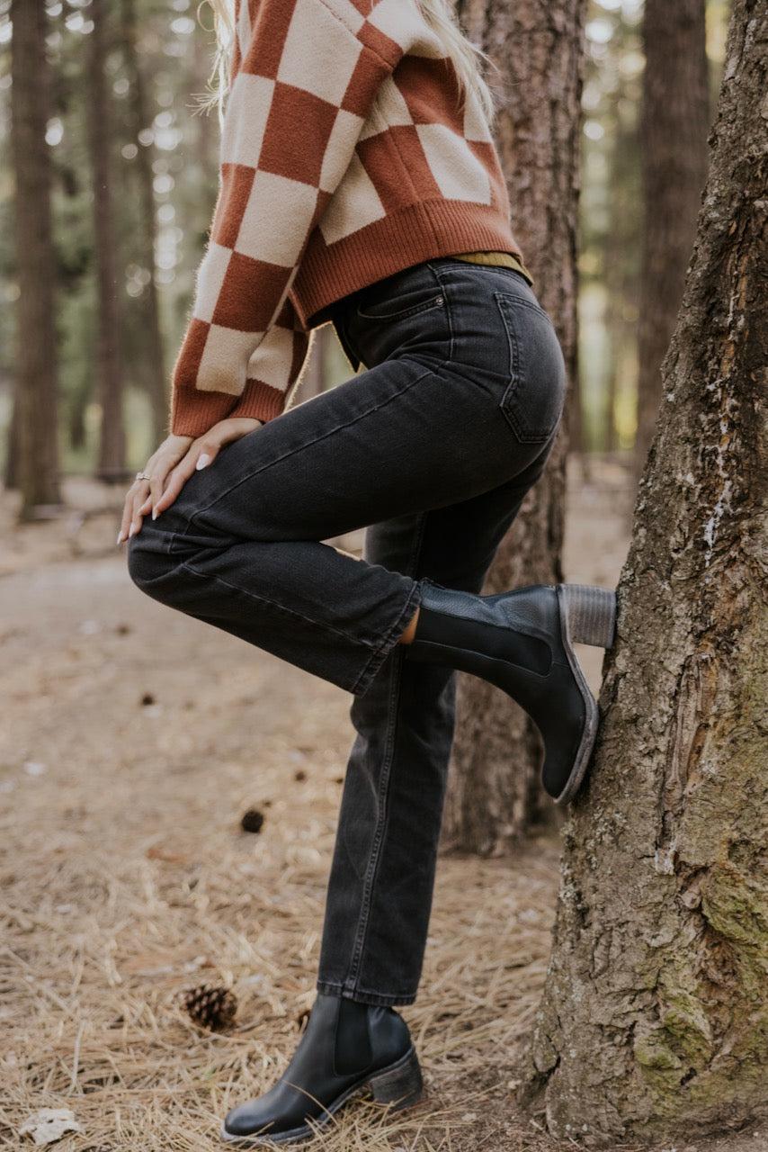 Free People Pacifica Straight Leg Jeans in Black Product Image