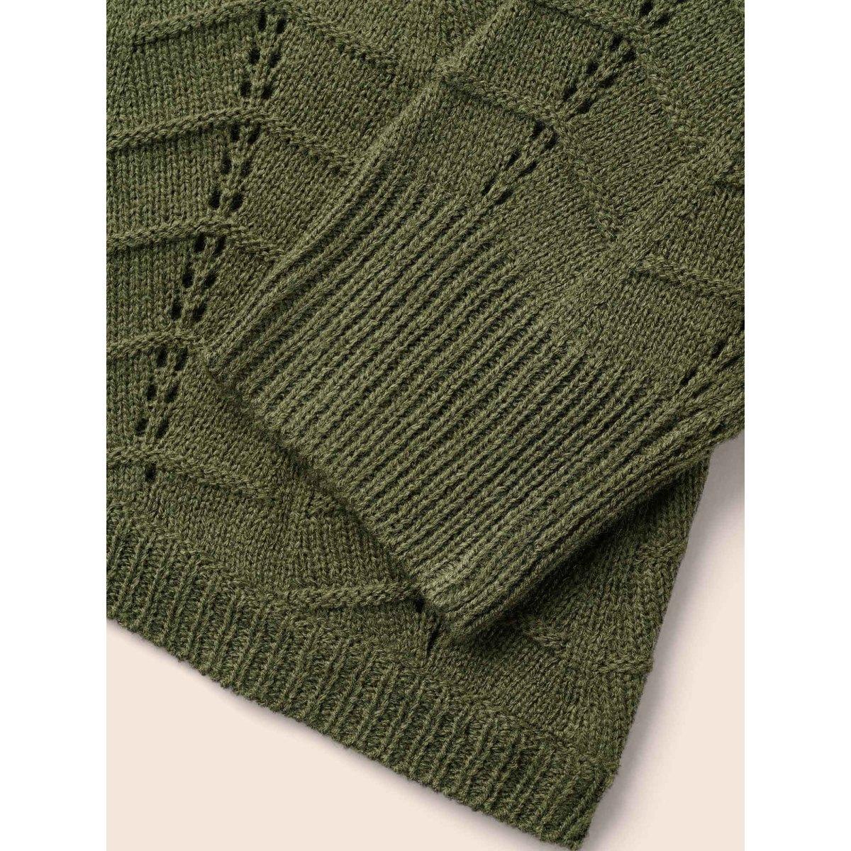 Plus Size Solid Textured Curved Hem Cardigan ArmyGreen Women Casual Loose Long Sleeve Everyday Cardigans BloomChic 14-16/1X Product Image