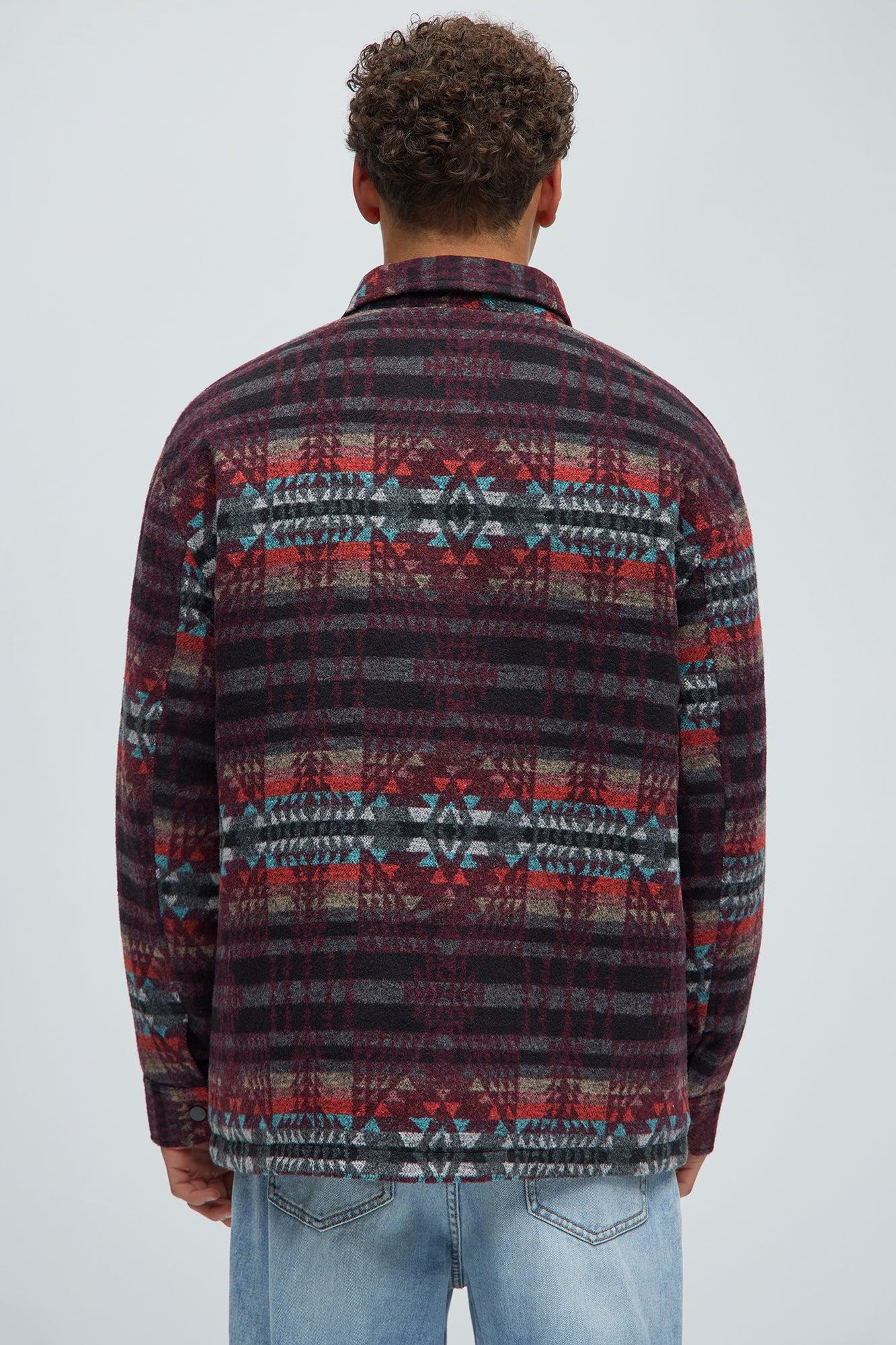 If We Ever Tried Quilted Shacket - Burgundy/combo Product Image