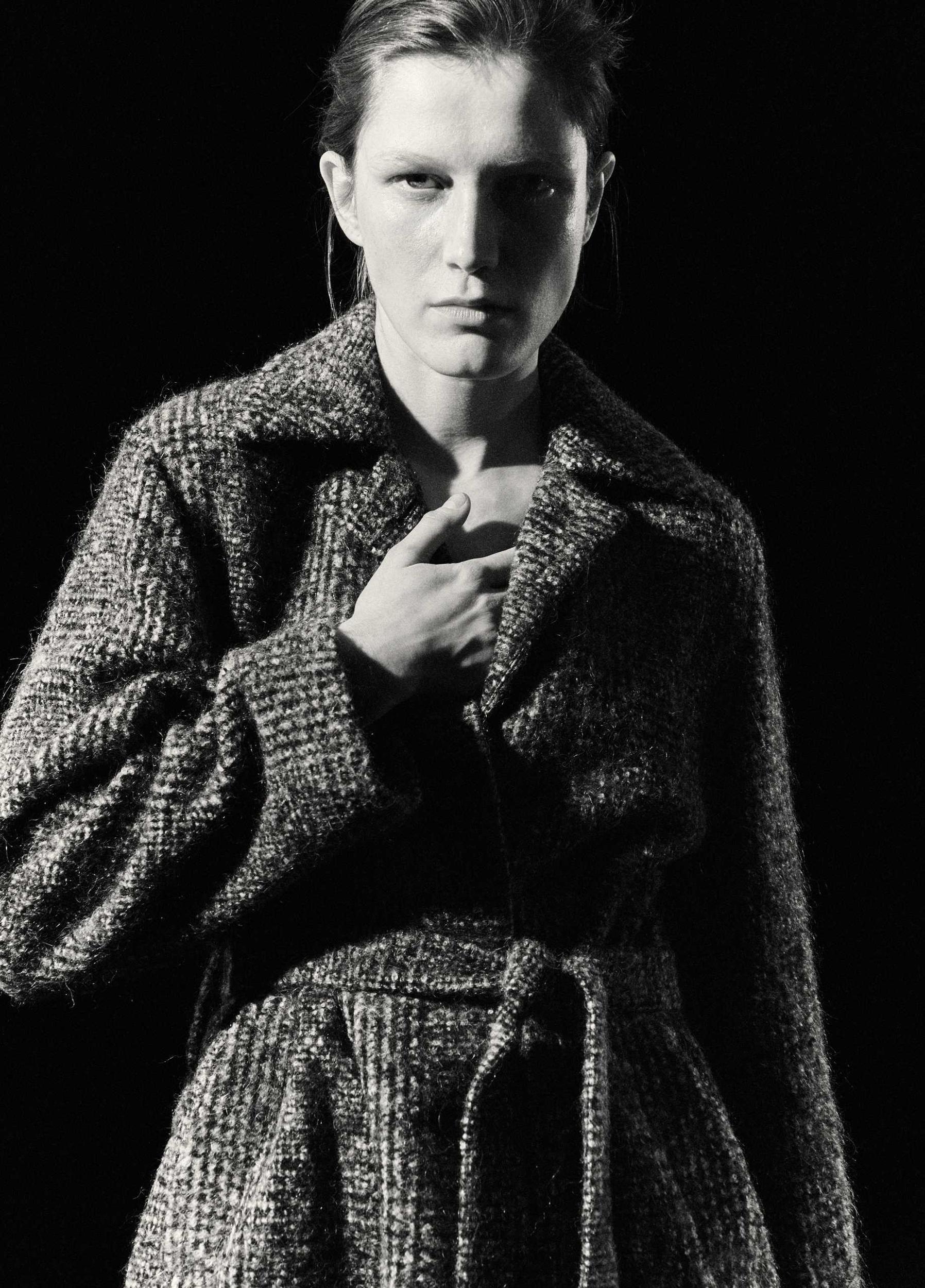 Italian Bouclé Wool-Blend Belted Long Coat Product Image