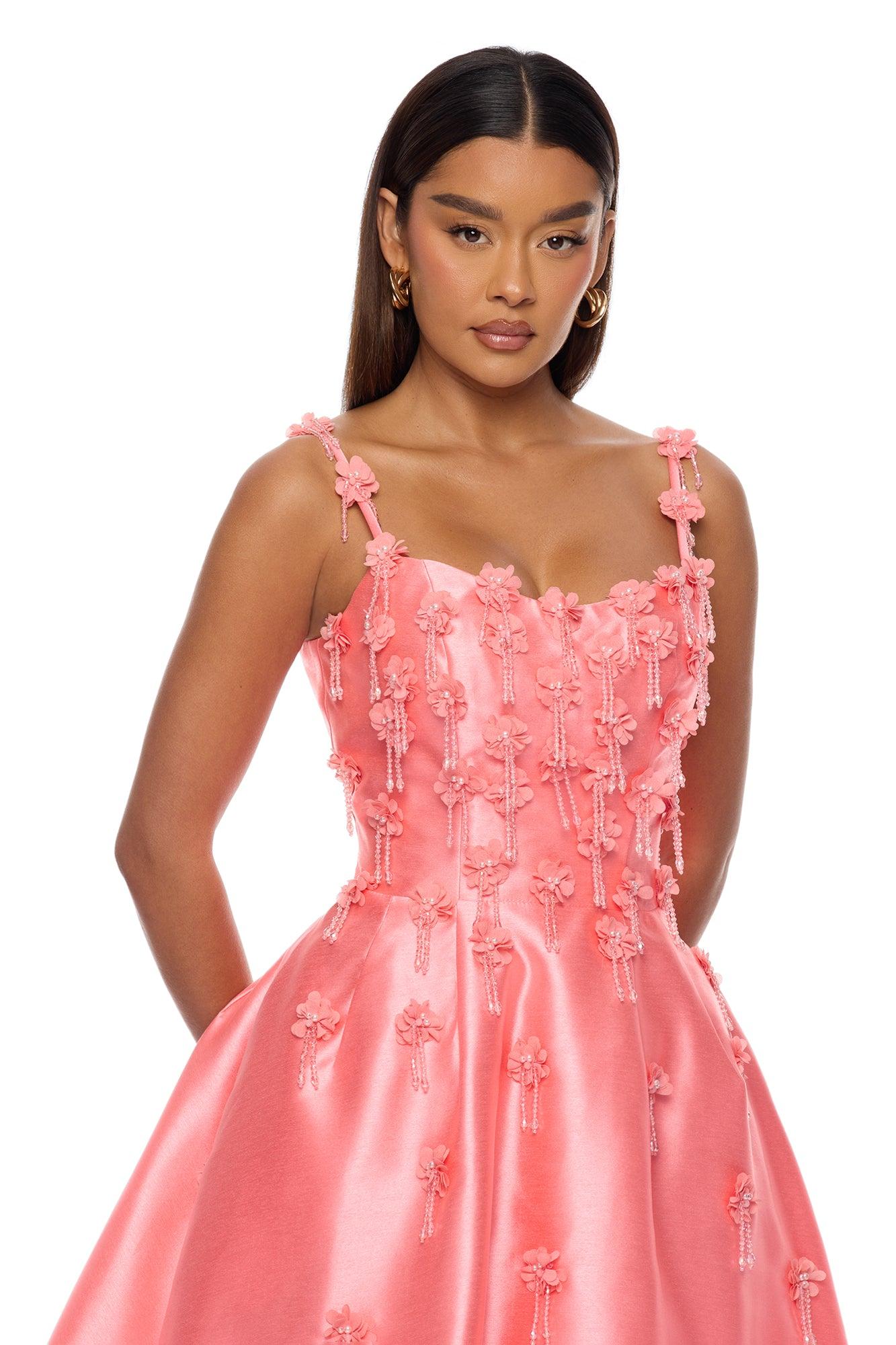 Eternal Bloom Taffeta Midi Dress - Coral Female Product Image