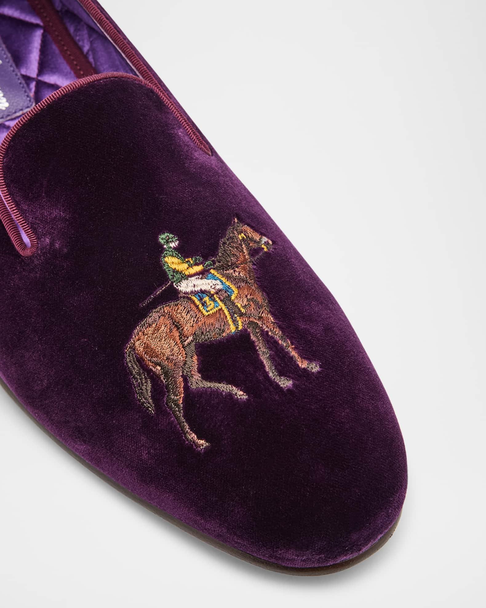 Men's Alonzo Embroidered Velvet Slippers Product Image