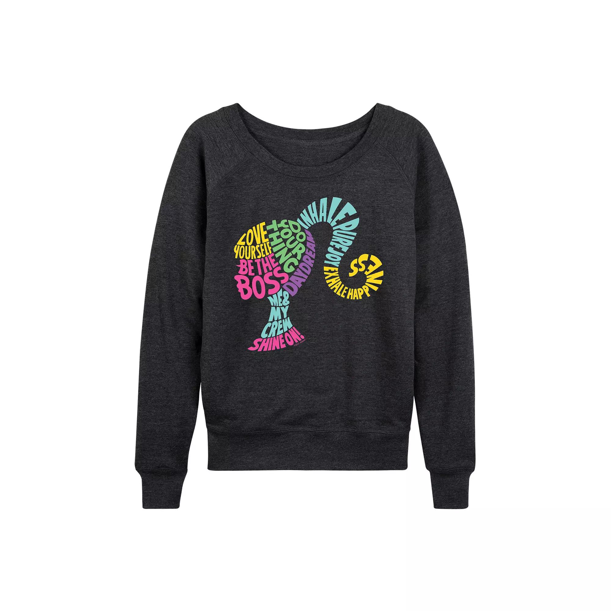 Women's Barbie® Empowering Phrases French Terry Long Sleeve Tee, Girl's,  Product Image