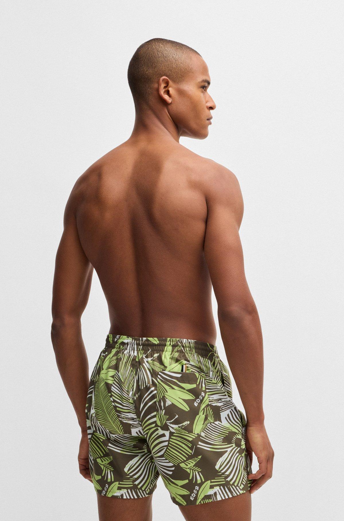 BOSS - Fully lined swim shorts with seasonal print - Green Product Image