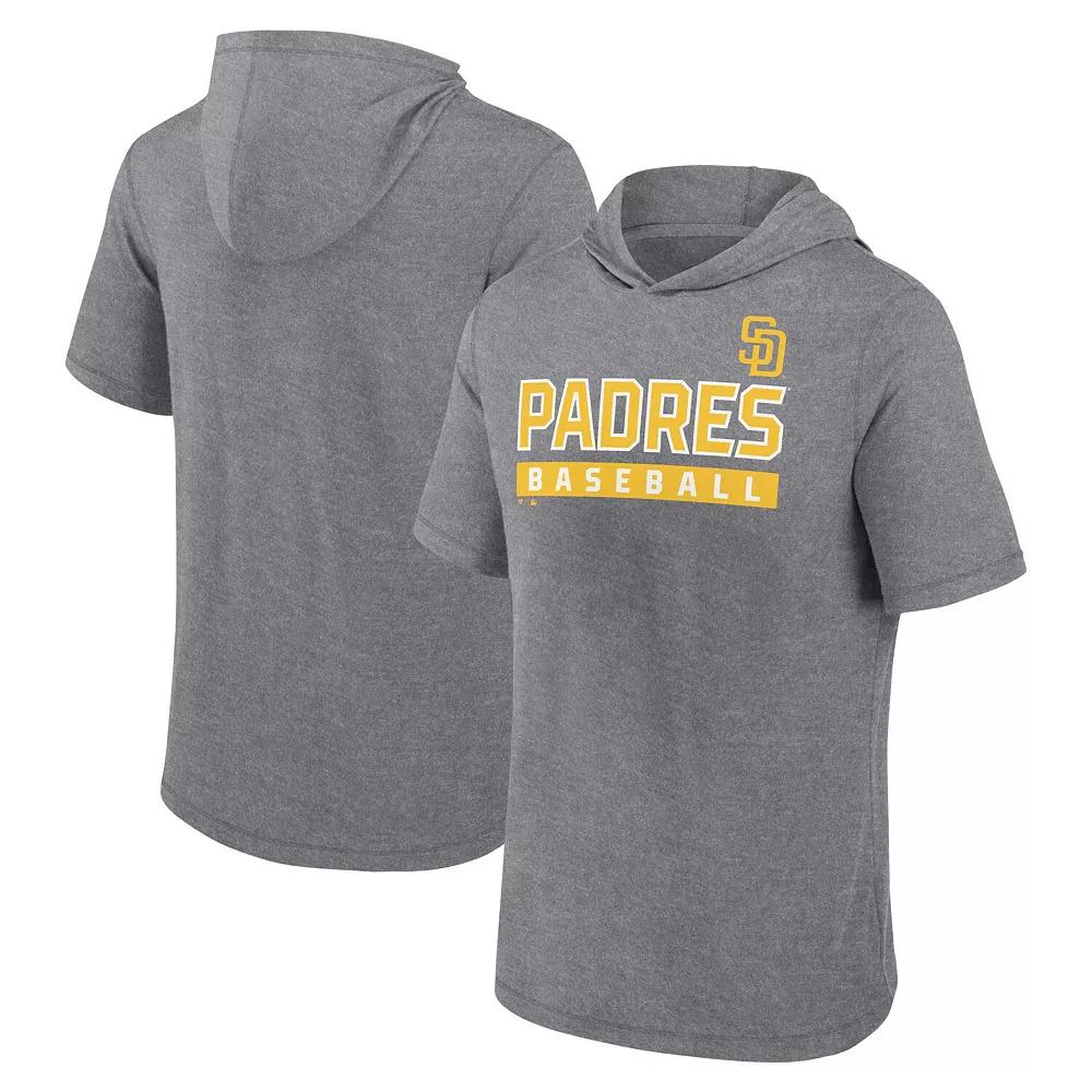 Men's Fanatics Heather Gray San Diego Padres Push Short Sleeve Pullover Hoodie, Size: XL, Grey Product Image