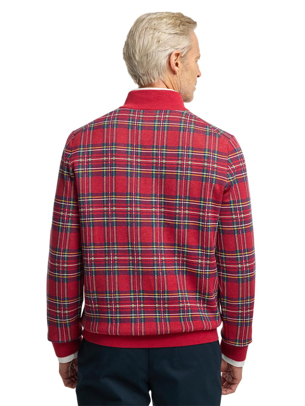 Cotton Quarter Zip Mock Neck Sweater - Red Product Image