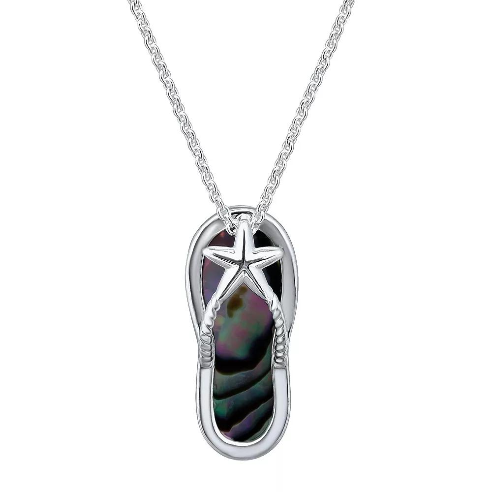 Aleure Precioso Silver Plated Abalone Flip Flop Pendant Necklace, Women's, Size: 18", Silver Tone Team Product Image