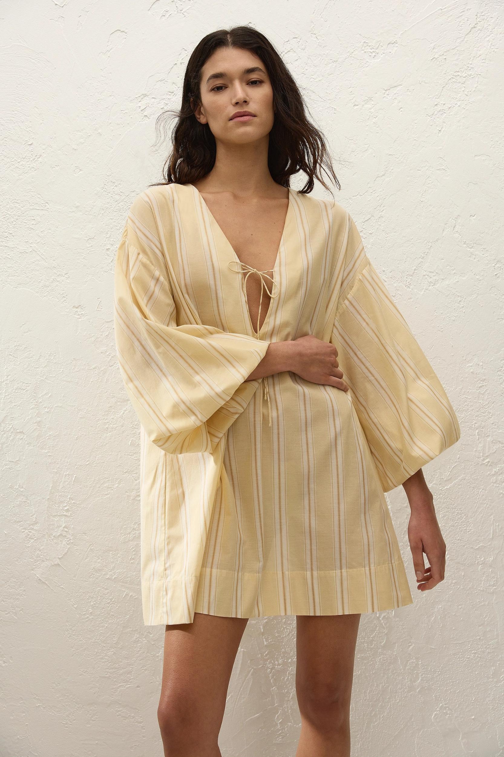 Pia Mini Dress Ombre Stripe Faded Mustard Product Image