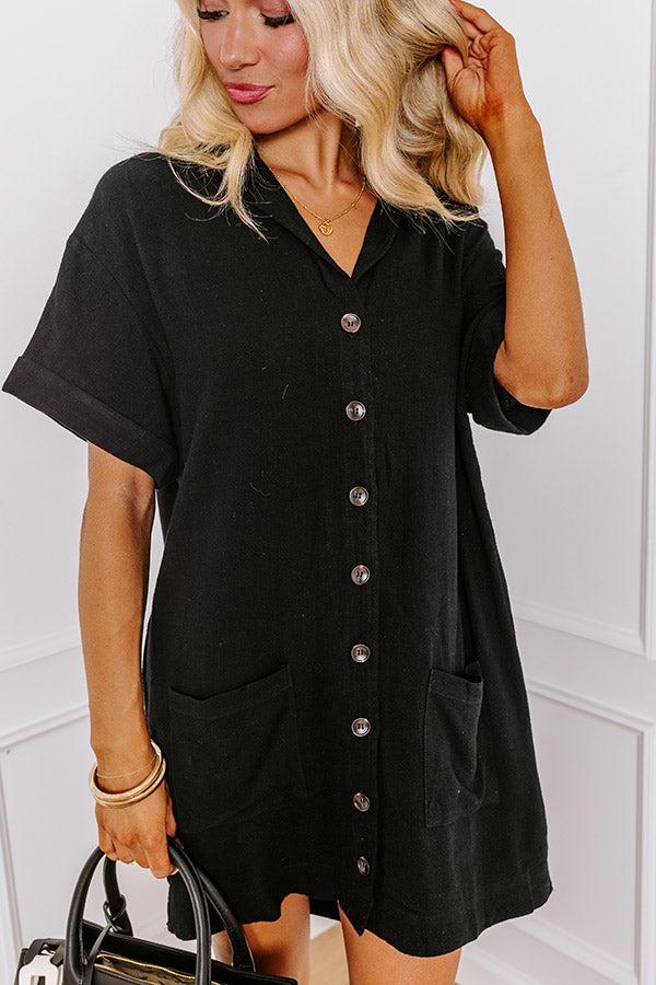 St. Lucia Bound Linen-Blend Mini Dress in Black Product Image