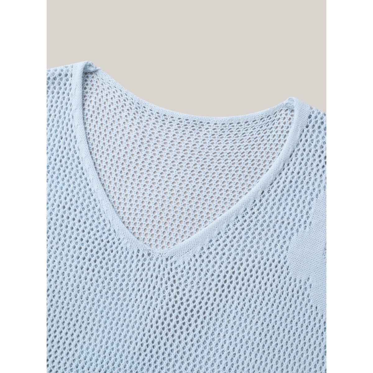 Plus Size Floral Pattern Jacquard Slit Swim Cover-Up Women's Swimwear LightBlue Beach Loose Cut-Out Curve Swim Cover Ups BloomChic 18-20/2X Product Image