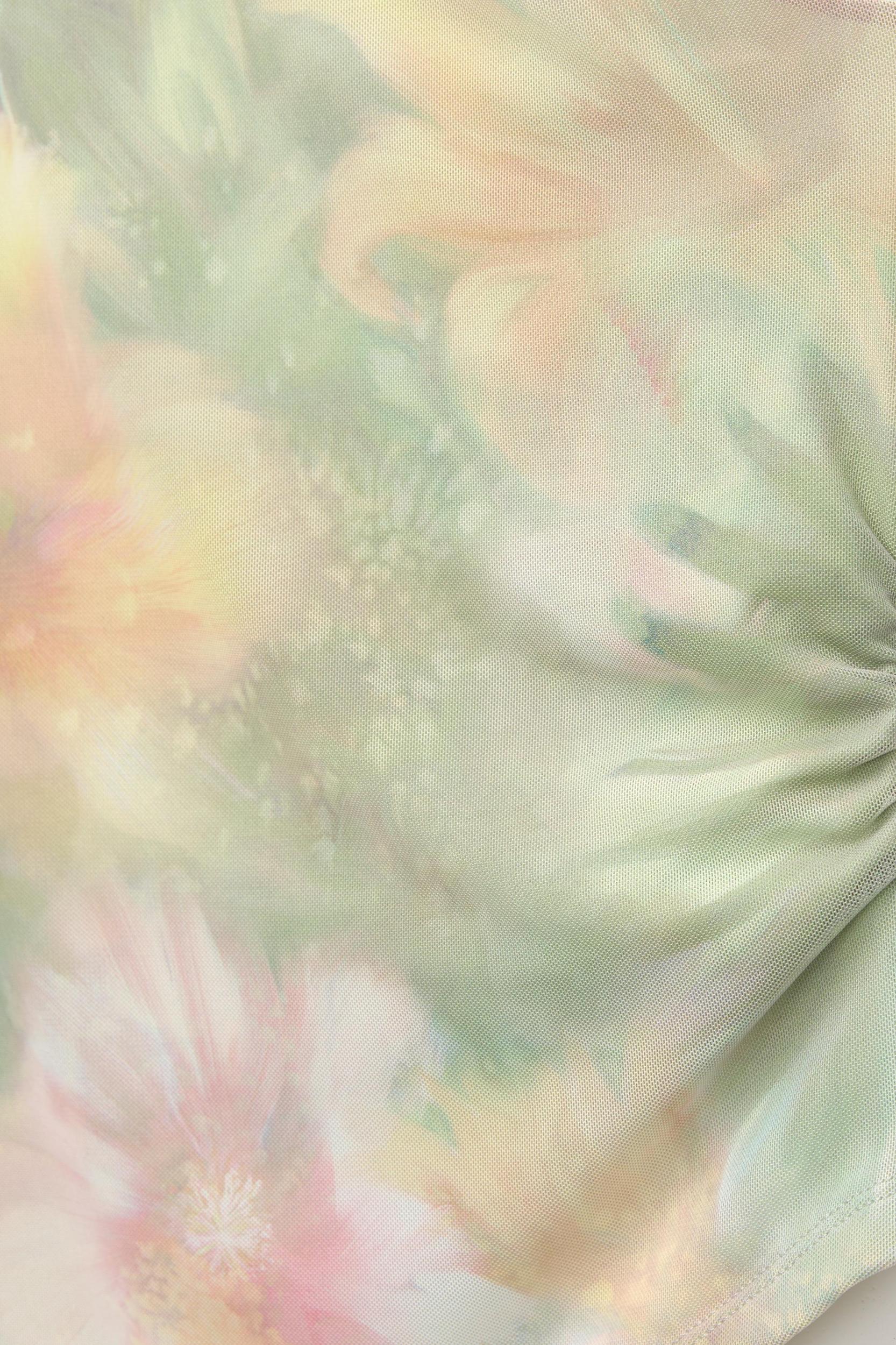 Printed asymmetric tulle top Product Image