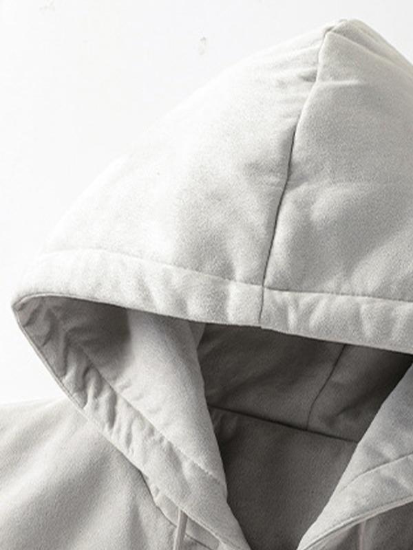 Men's Suede Hooded Drawstring Jacket Product Image