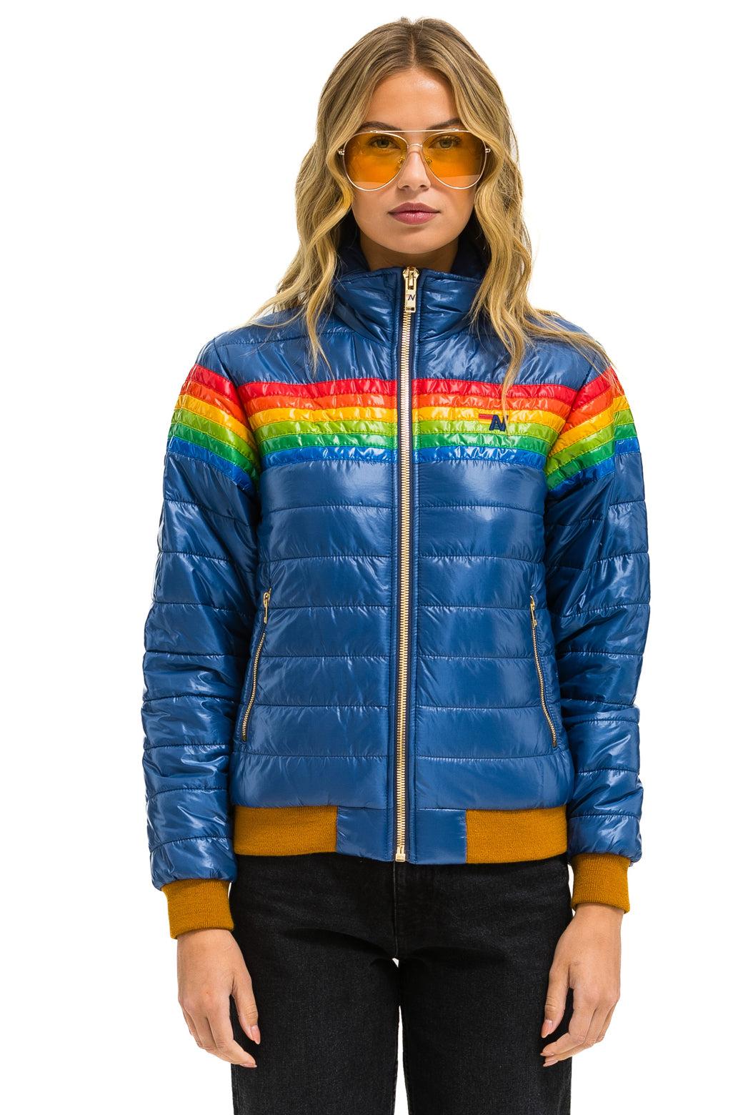 6 STRIPE JACKET -  GLOSSY DEEP BLUE Female Product Image