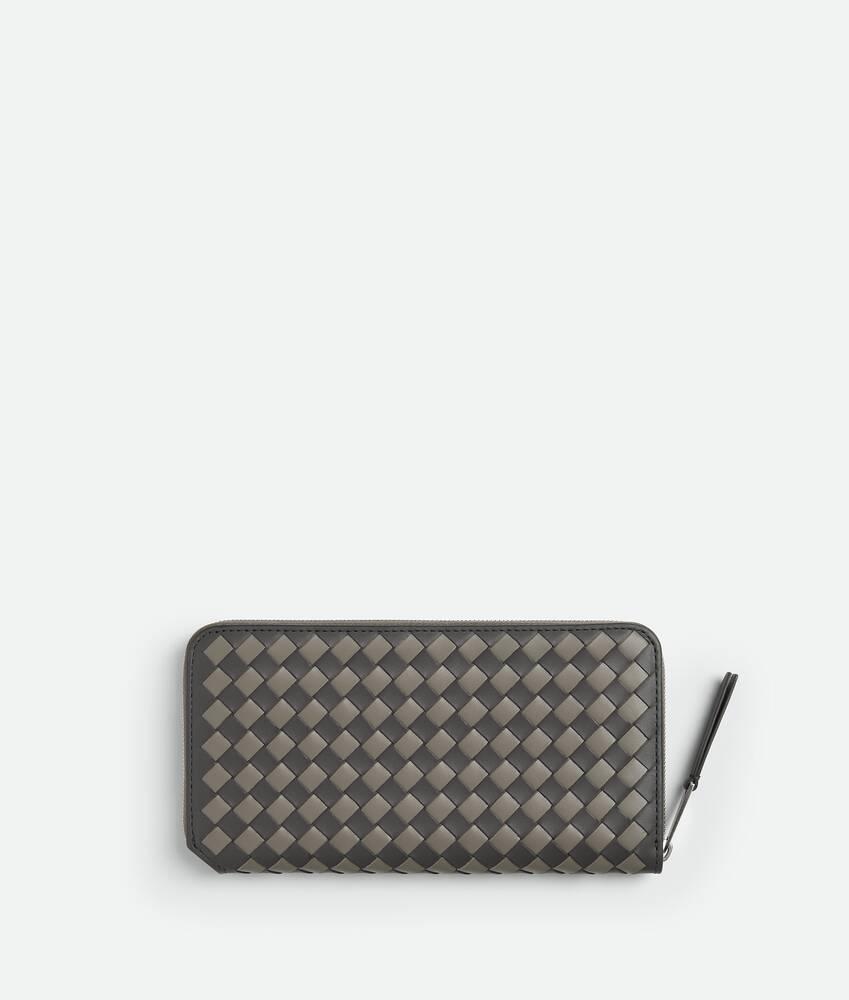 Men's Intrecciato Piccolo Zip Around Wallet in Lapilli/drizzle Product Image