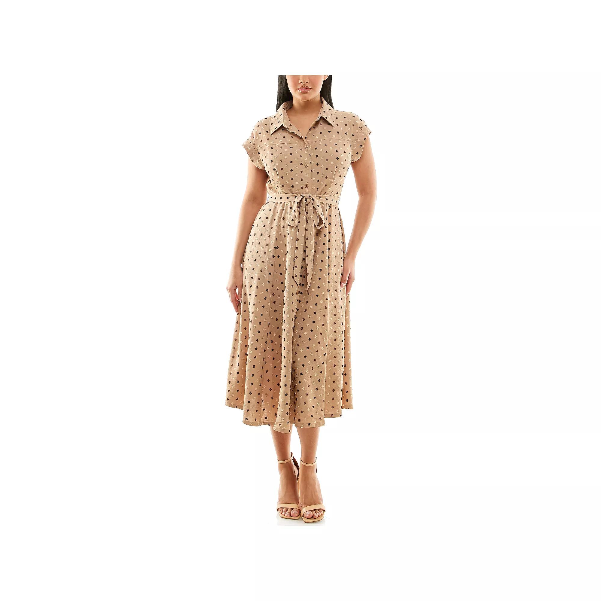 Women's Nina Leonard Collared Button Front Shirt Dress,  Product Image