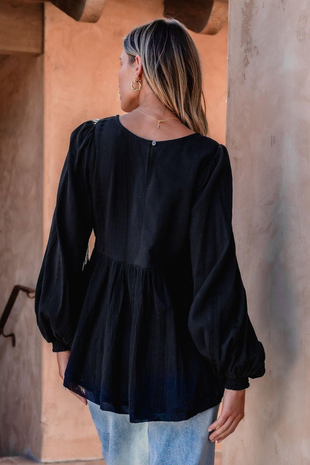 Flowy Black Ruffled Tunic - DOORBUSTER Female Product Image