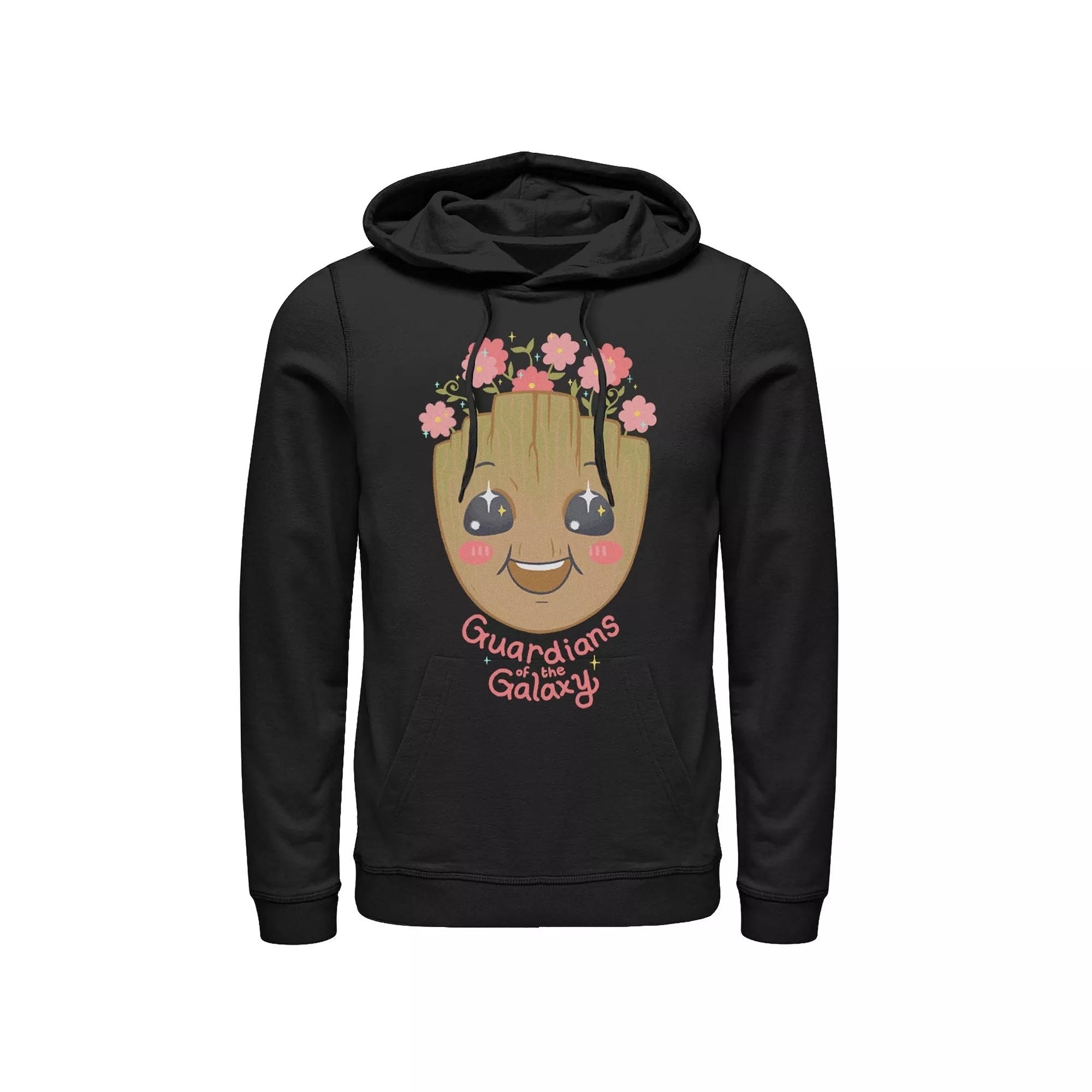 Men's Marvel Guardians Of The Galaxy Cute Groot Floral Hoodie,  Product Image