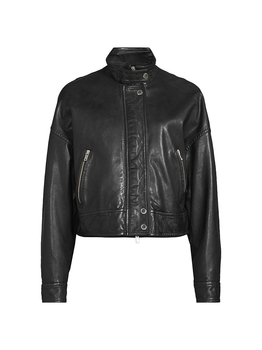 Womens Angel Leather Moto Jacket Product Image