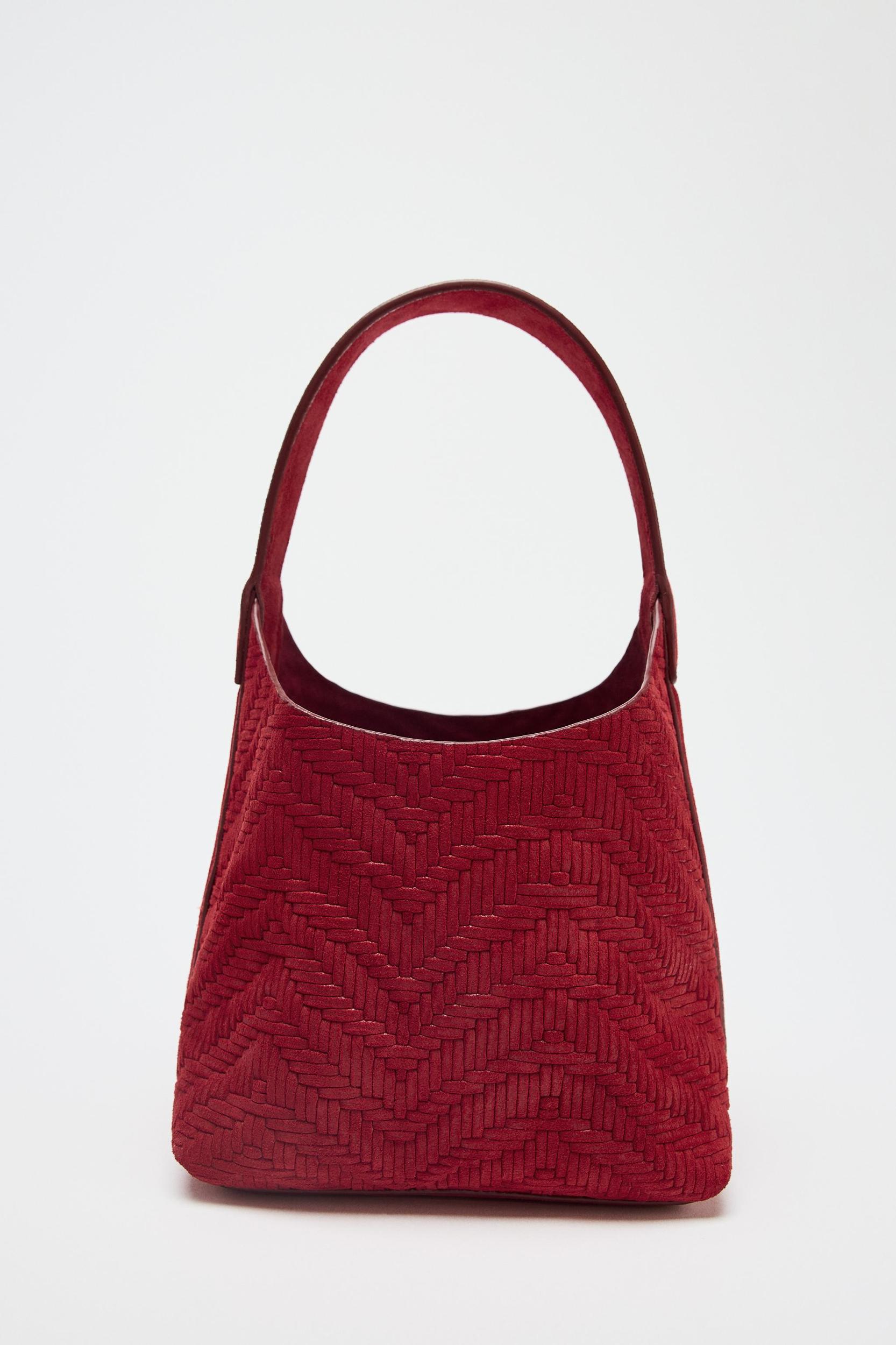 BRAIDED SPLIT LEATHER MINI BUCKET BAG Product Image