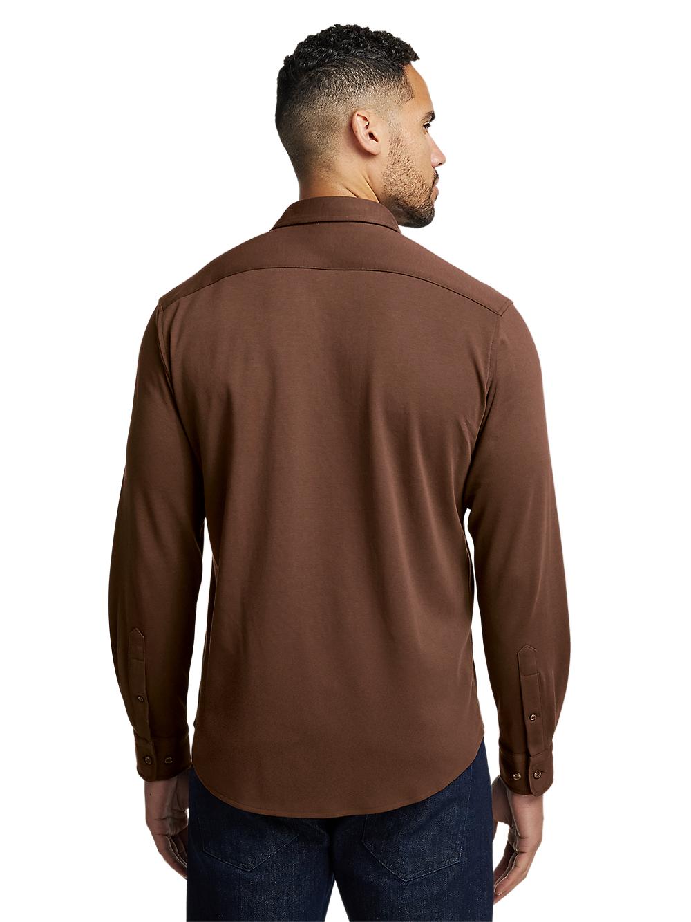 Mercerized Cotton Button Front Polo - Brown Product Image