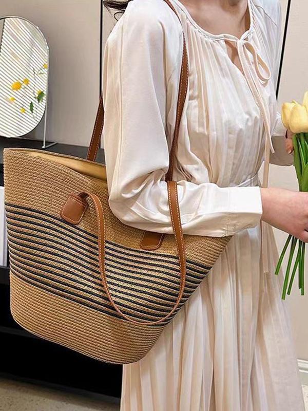 Split-Joint Woven Shoulder Bags Tote Bags Product Image
