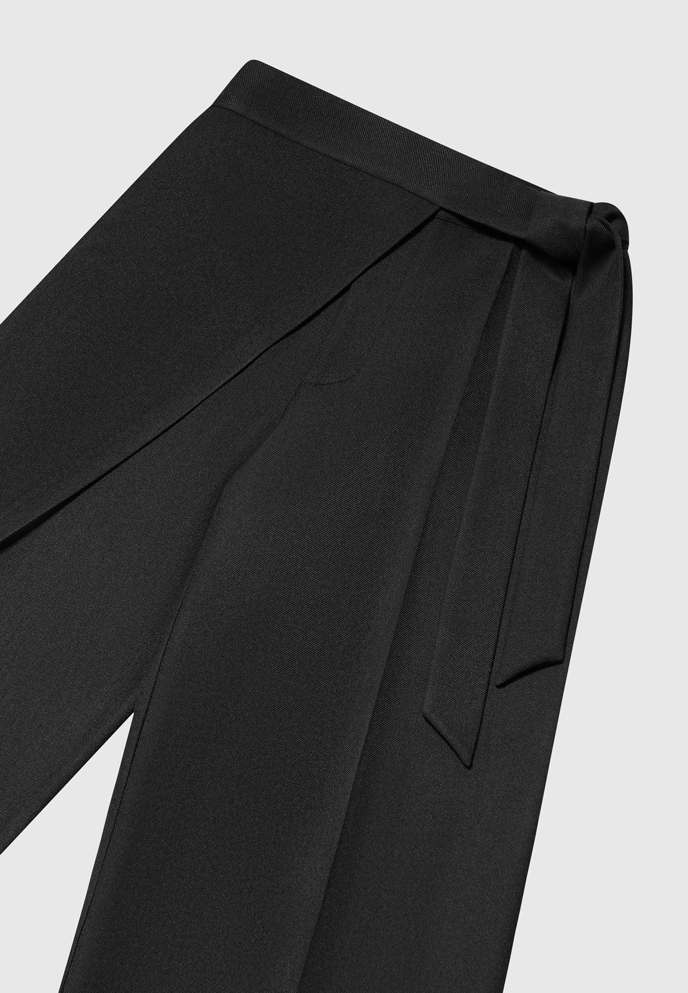 Tailored Wrap Trousers with Tie - Black Female Product Image