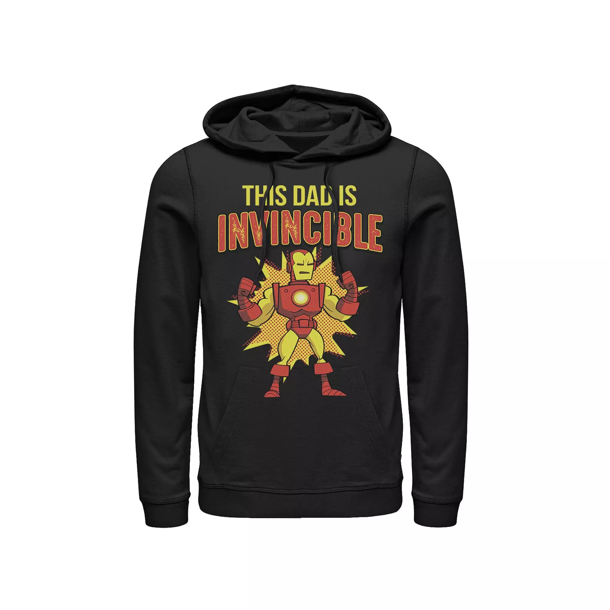 Men's Marvel Father's Day Retro Iron Man This Dad Is Invincible Hoodie,  Product Image