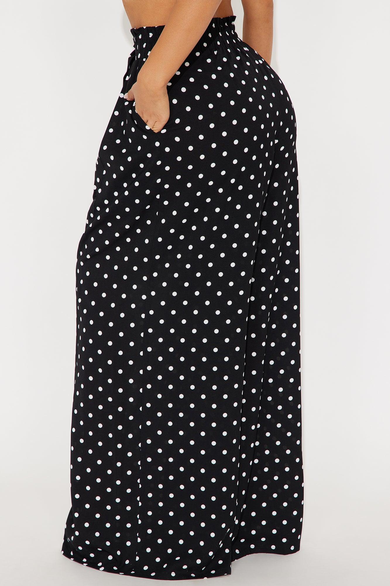Ella Polka Dot Wide Leg Pant - Black/White Product Image