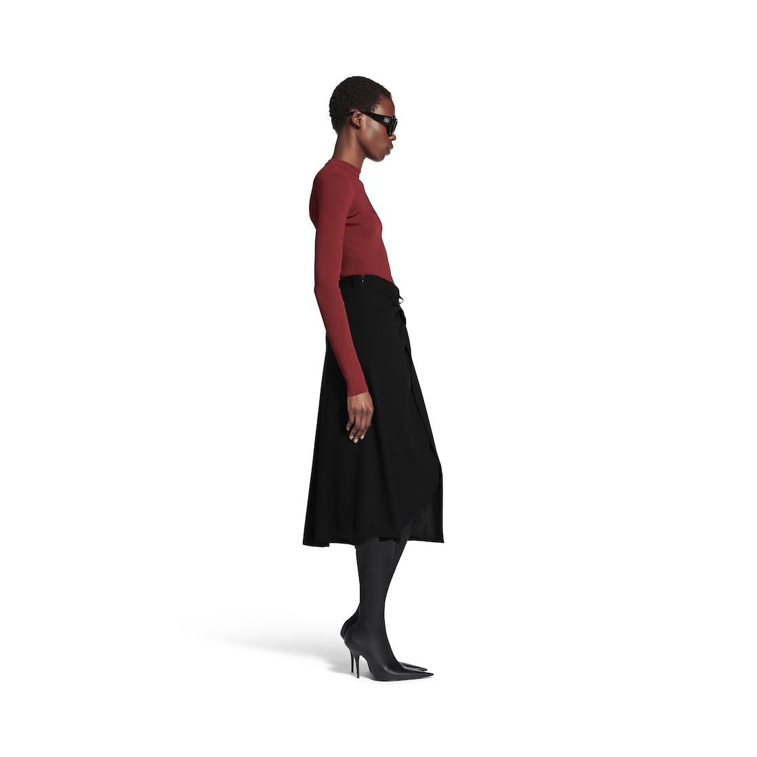 Women's Draped Tailored Skirt in Black Product Image