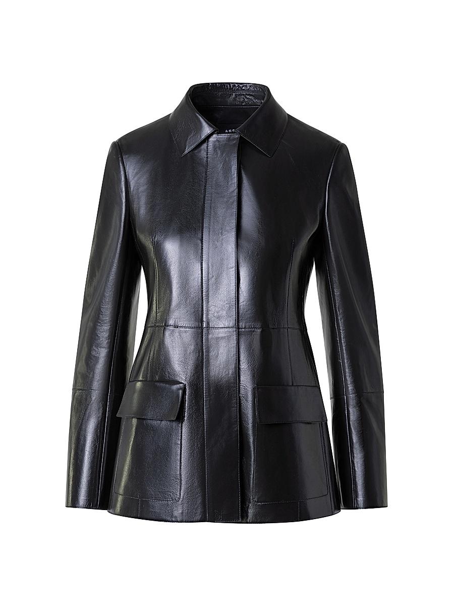 Womens Whisper Metallic Leather Jacket Product Image