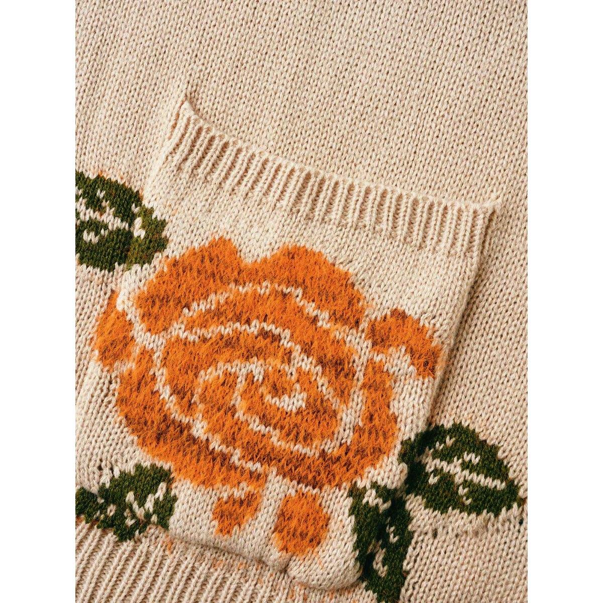 Plus Size Floral Texture Patch Pocket Cardigan LightBrown Women Casual Loose Long Sleeve Everyday Cardigans BloomChic 28/5X Product Image