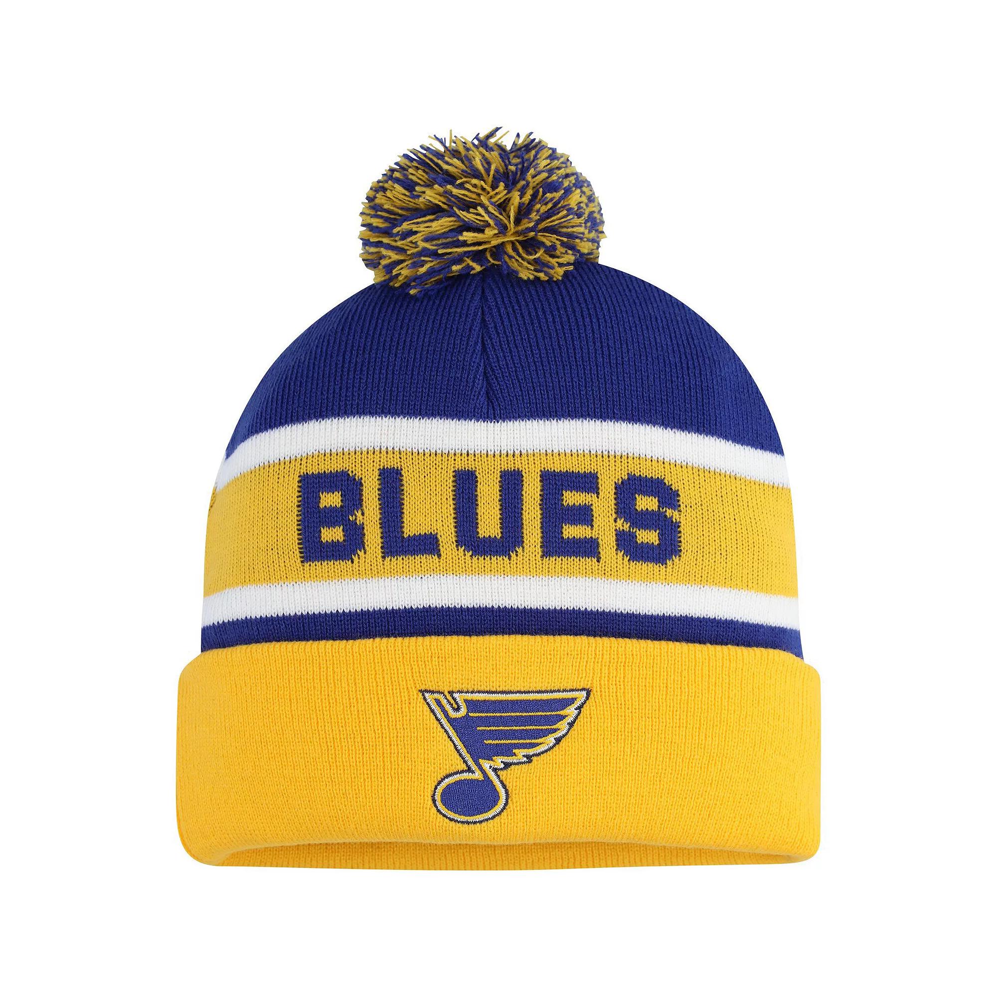 Men's Starter Gold/Blue St. Louis Blues Cuffed Knit Hat with Pom Product Image