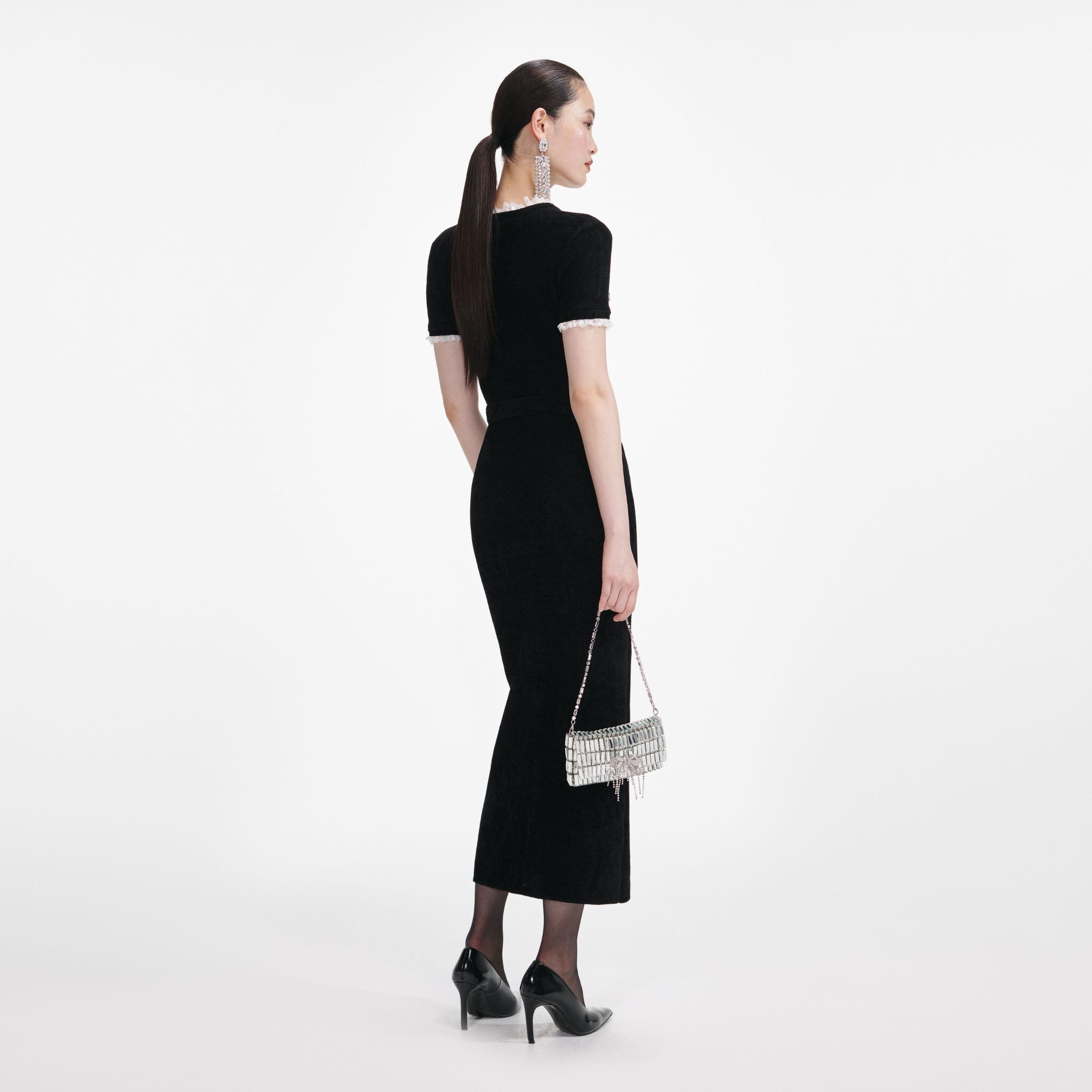 Black Chenille Knit Midi Dress Product Image