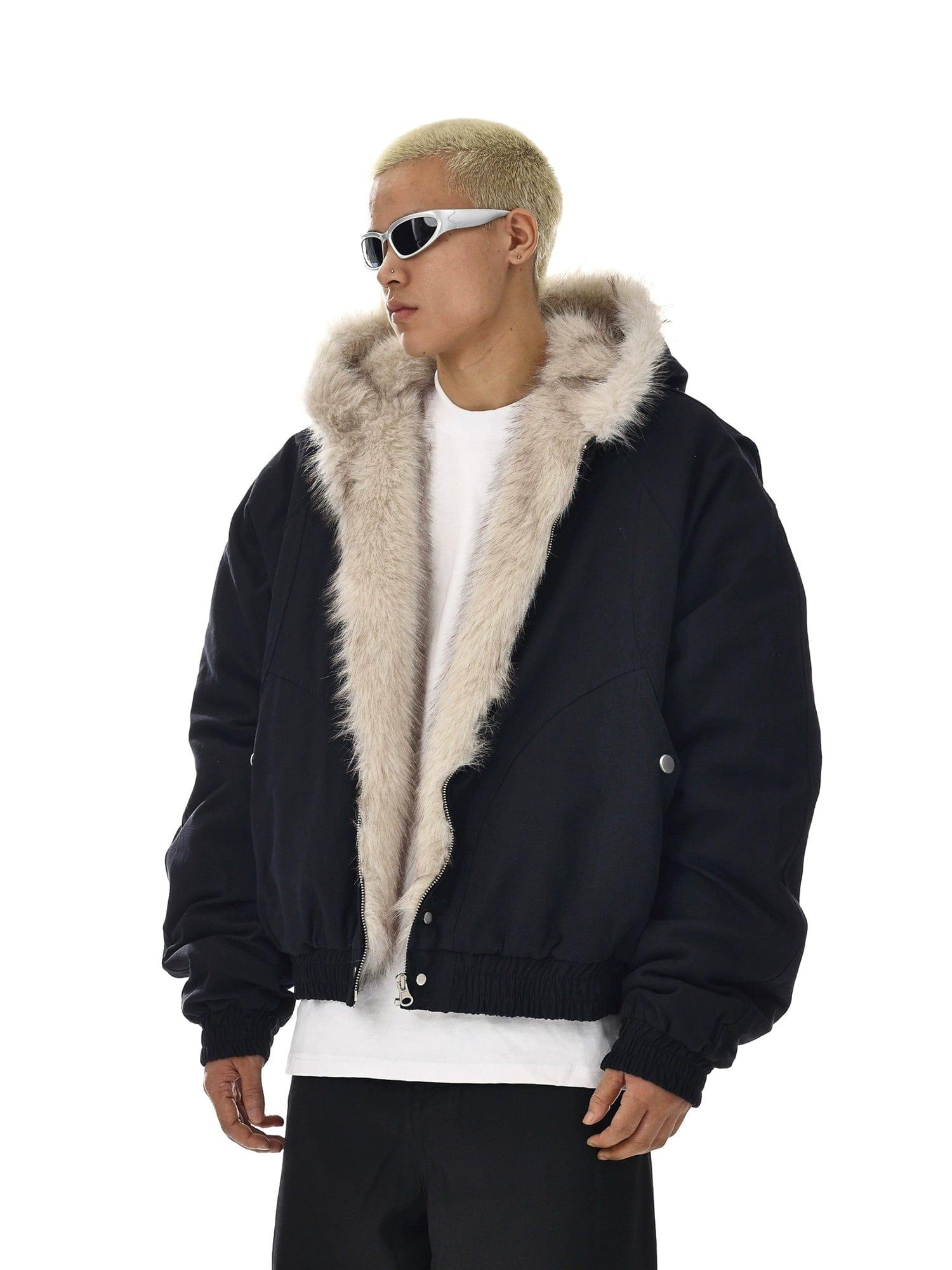 RT No. 12057 BLACK HOODED FUR WORKWEAR JK Product Image