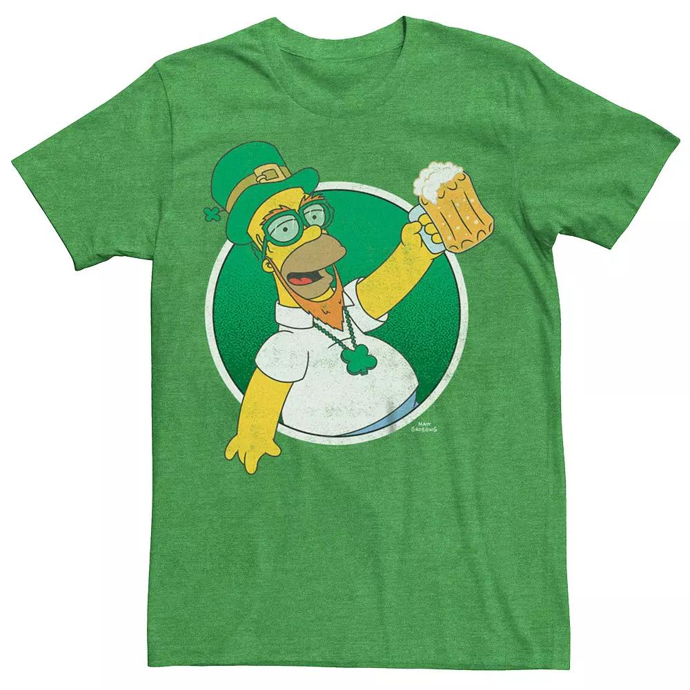 Men's The Simpsons Homer Leprechaun Tee, Size: Small, Kelly Grey Product Image