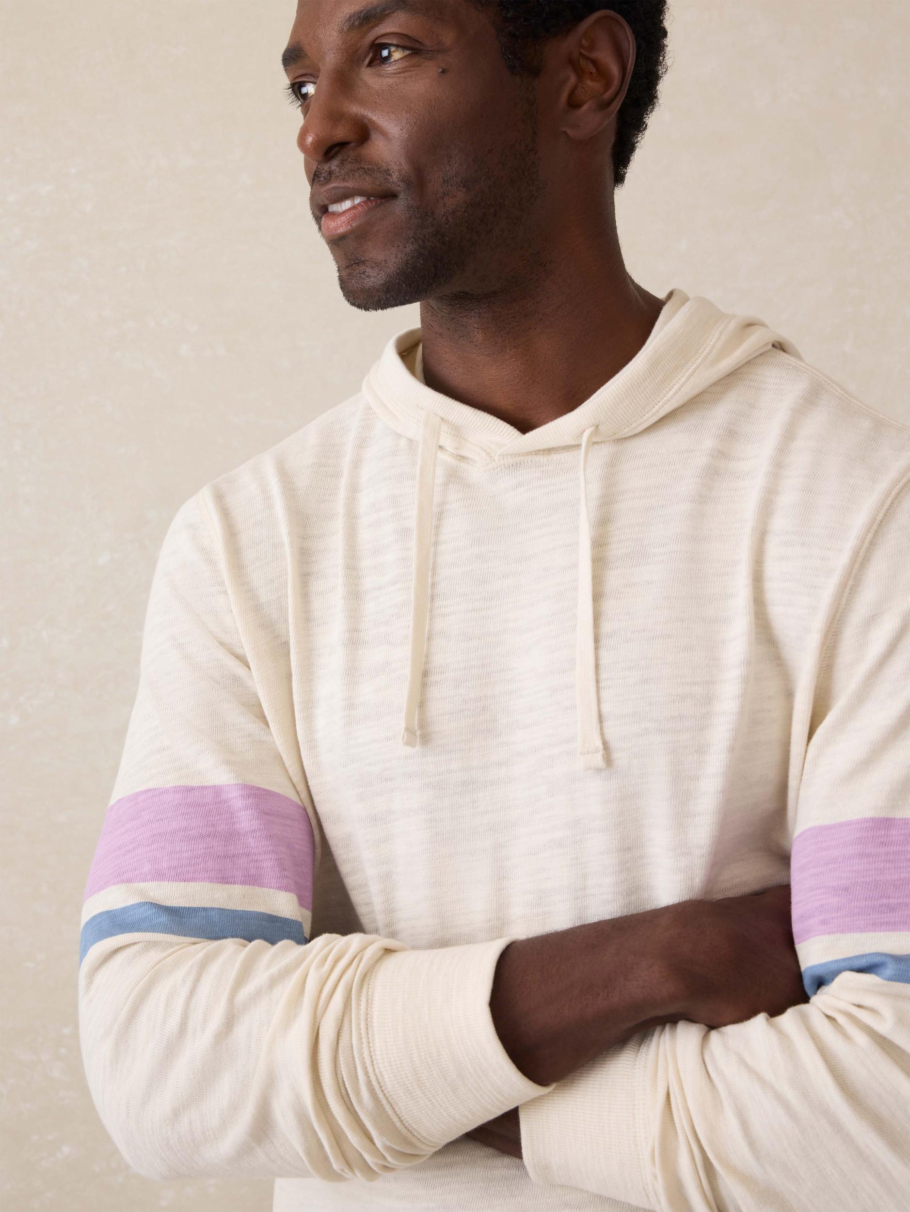 Sunwashed Midweight Organic Hoodie - Cream Dume Stripe Male Product Image