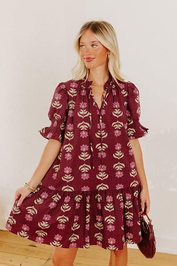 Bordeaux Sipping Floral Mini Dress Product Image