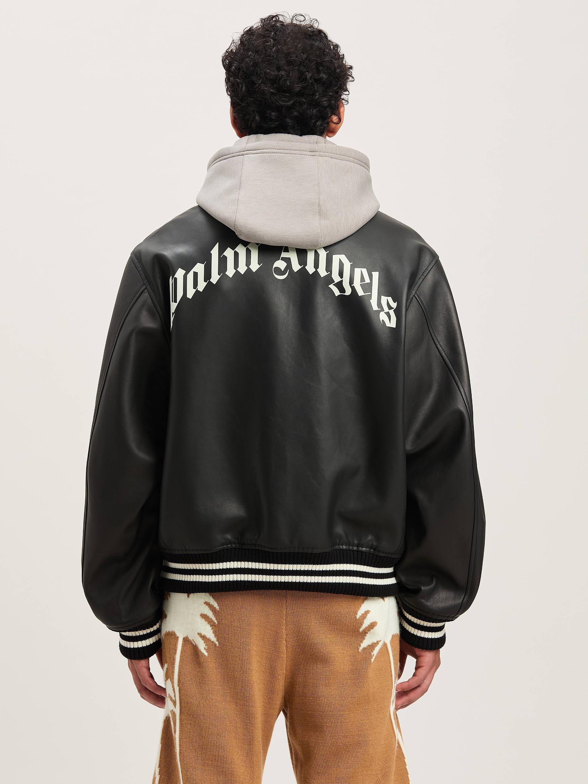 CURVED LOGO LEATHER BOMBER BLACK - OFF W Product Image
