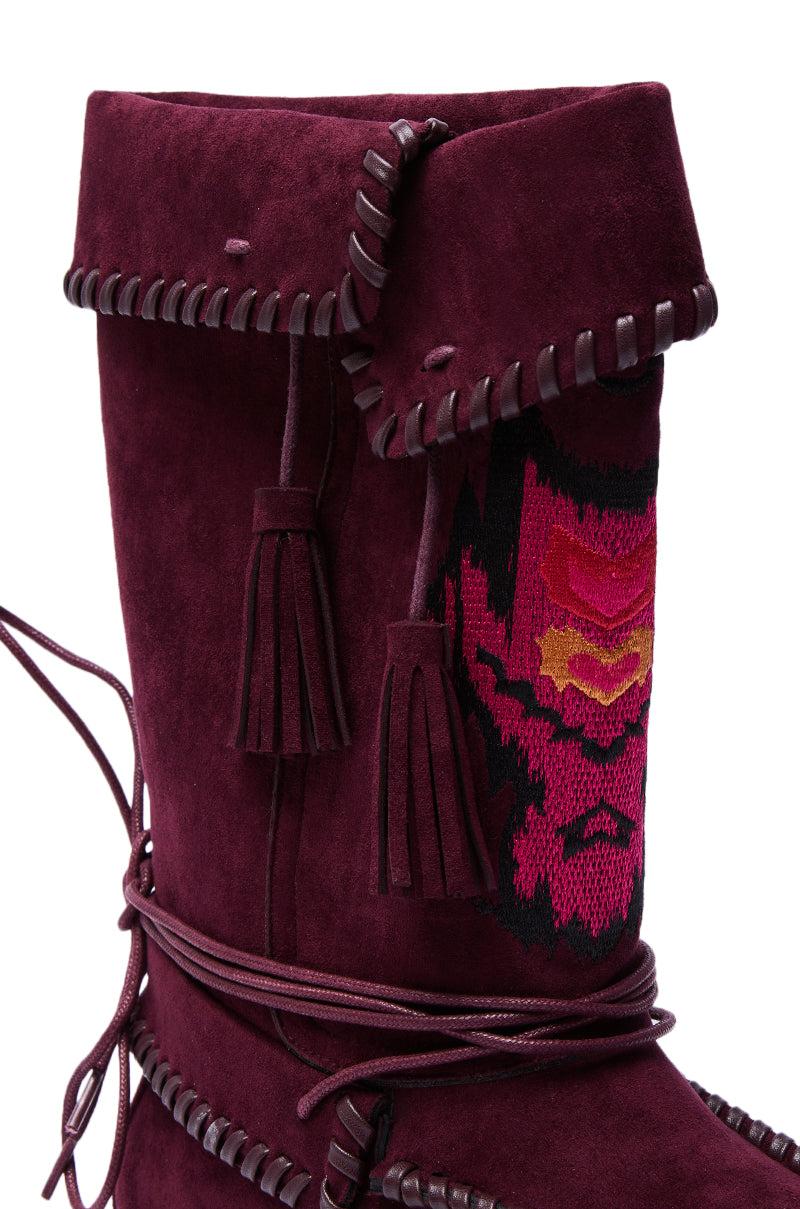 AZALEA WANG WERET PLUM FLAT BOOTIE Product Image