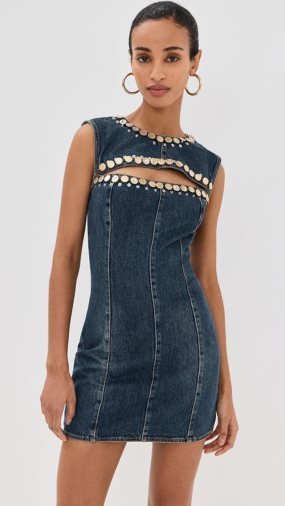 AREA Crystal Button Studded Slit Mini Dress | Shopbop Product Image