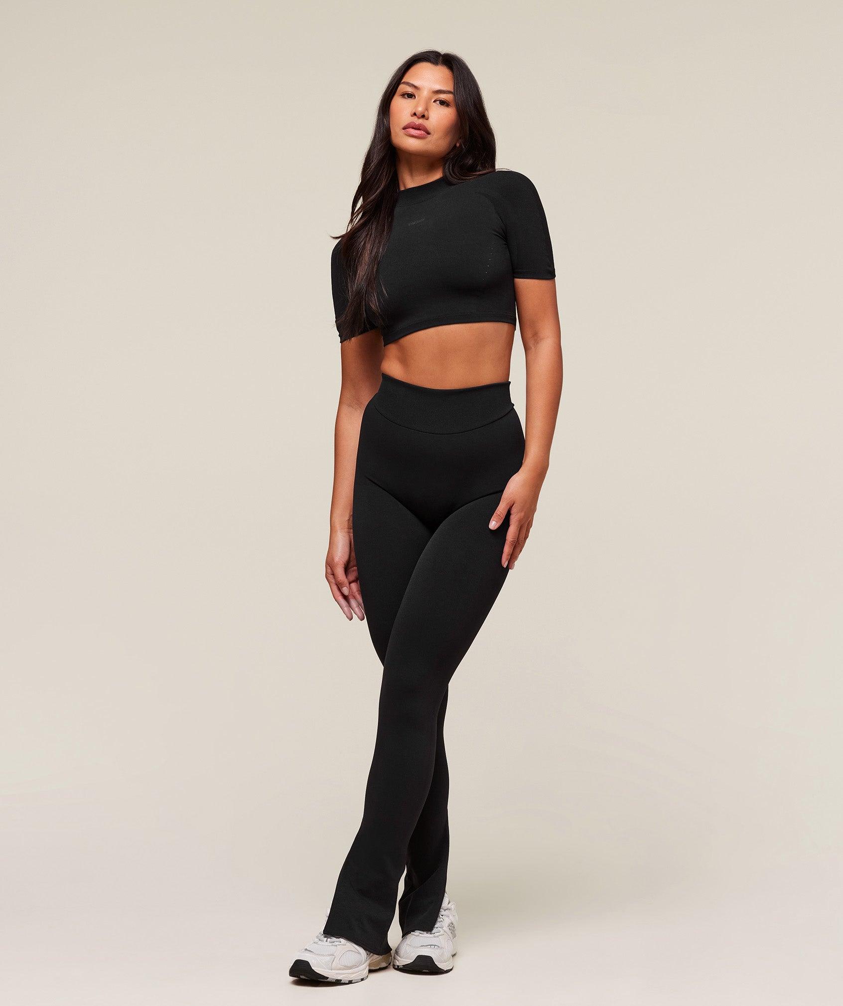 Gymshark everywear Warp Knit Flare Leggings - Black Female Product Image