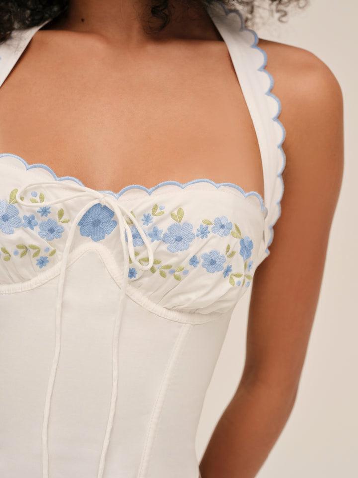 Tea Time Poplin Bustier — White Product Image