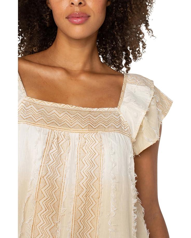 Short Sleeve Square Neck Woven Blouse Product Image