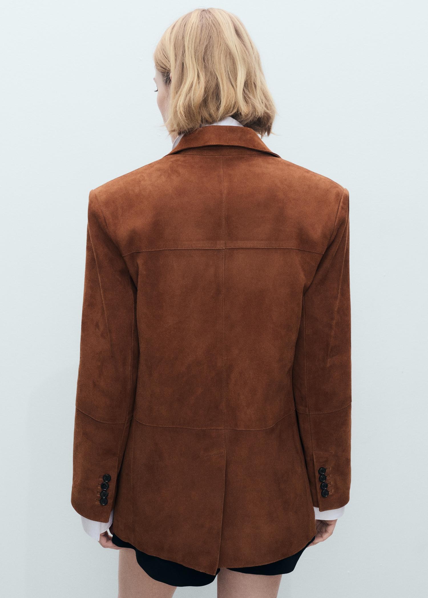 Straight suede blazer - Women | MANGO USA Product Image