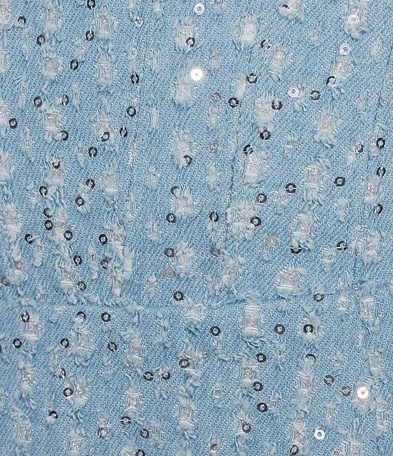 Susana Monaco Sweetheart Neckline Sleeveless Denim and Sequin Mini Corset Dress Product Image