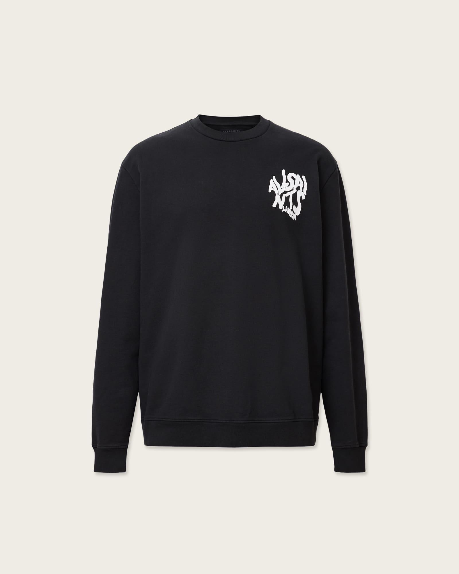 Orlando Oversized Crew Neck Sweatshirt Jet Black | ALLSAINTS US Product Image