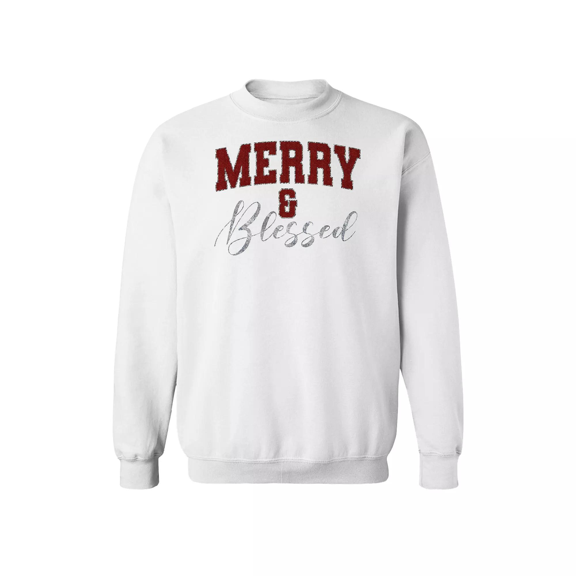 Men's Merry & Blessed Fleece Sweatshirt, Women's, Size: Large, White Product Image