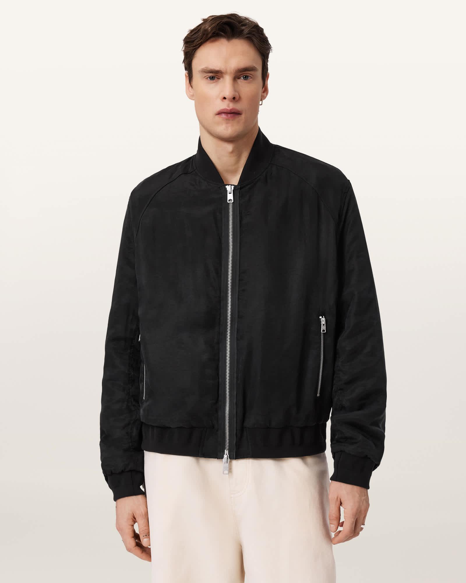 Nyx Oversized Bomber Jacket Black | ALLSAINTS US Product Image