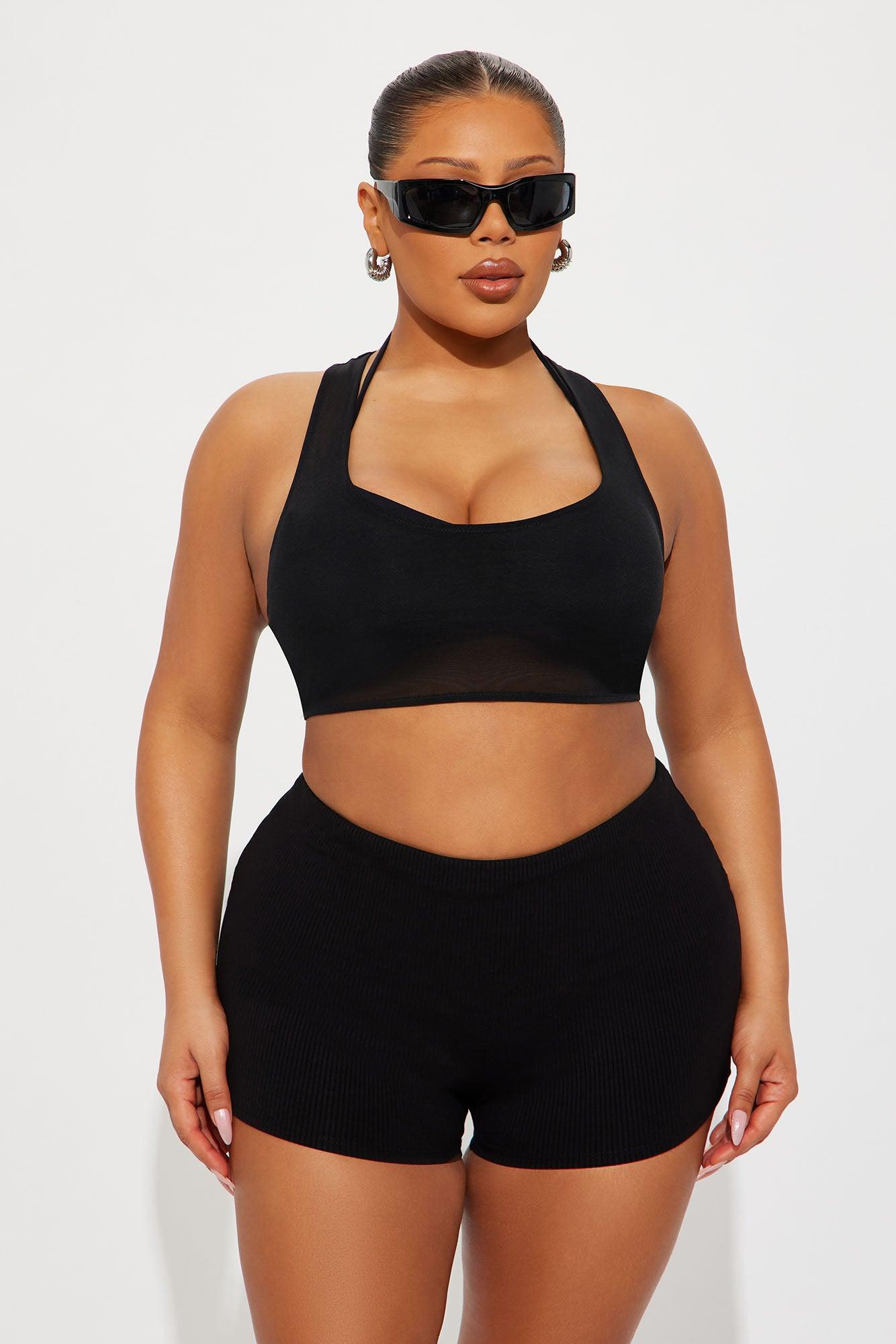 Power Mesh Racerback Bra Top - Black Female Product Image
