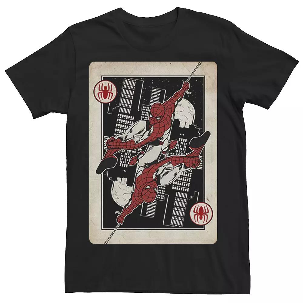 Mens Marvel Spider-Man Classic Swing Playing Card Tee Product Image